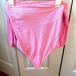 Aerie striped pink one piece